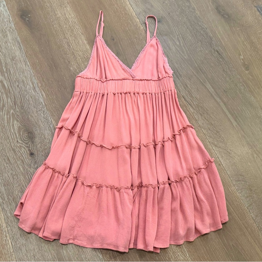 Cotton Candy LA Pink Gauzy Tiered Mini Dress Small